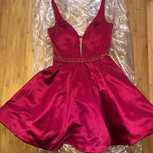 Red satin homecoming dress!